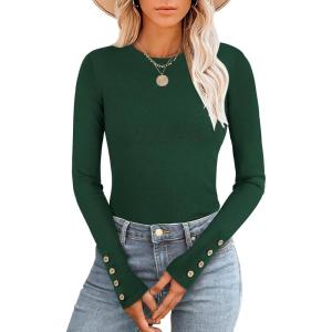 imageANRABESS Long Sleeve Shirts for Women Thermal Crewneck Basic Fleece Top Casual TShirts 2025 Fall Winter Warm UndershirtsForest Green