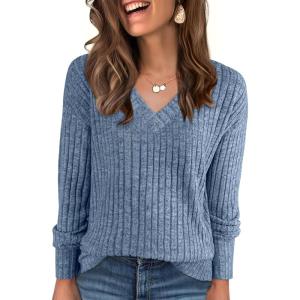 imageANRABESS Long Sleeve Shirts for Women V Neck Casual Fall Tops Loose Fit Lightweight Sweaters Tunic Fashion 2025 ClothesDark Blue