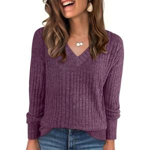 imageANRABESS Long Sleeve Shirts for Women V Neck Casual Fall Tops Loose Fit Lightweight Sweaters Tunic Fashion 2025 ClothesDeep Purple