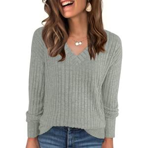 imageANRABESS Long Sleeve Shirts for Women V Neck Casual Fall Tops Loose Fit Lightweight Sweaters Tunic Fashion 2025 ClothesLight Green