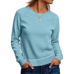 imageANRABESS Sweaters for Women Long Sleeve Cropped Lightweight 2025 Fall Fashion Knit Crewneck Pullover Top Soft Trendy OutfitsLight Blue
