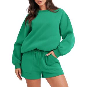 imageANRABESS Women 2 Piece Outfits Sweat Shorts Sets 2025 Oversized Casual Lounge Matching Set Sweatsuit Tracksuit Fall ClothesGreen