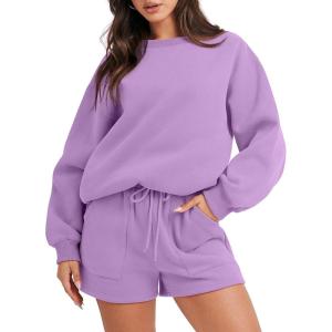 imageANRABESS Women 2 Piece Outfits Sweat Shorts Sets 2025 Oversized Casual Lounge Matching Set Sweatsuit Tracksuit Fall ClothesPurple
