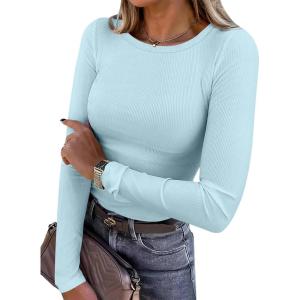 imageANRABESS Women Long Sleeve Shirts Rib Knit Slim Fit Tops Basic Tee 2025 Fall Outfits Casual TShirt Underscrubs Layer ClothesSky