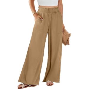 imageANRABESS Womens Linen Pants 2025 Summer Casual Loose Wide Leg Palazzo Pants High Waist Flowy Beach Trousers Work OutfitsBrown
