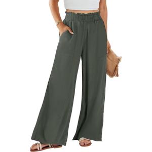 imageANRABESS Womens Linen Pants 2025 Summer Casual Loose Wide Leg Palazzo Pants High Waist Flowy Beach Trousers Work OutfitsGrey Green