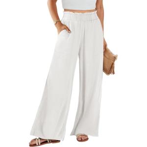 imageANRABESS Womens Linen Pants 2025 Summer Casual Loose Wide Leg Palazzo Pants High Waist Flowy Beach Trousers Work OutfitsWithe Cream