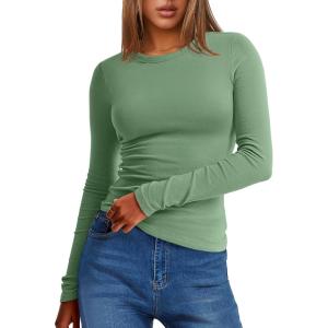 imageANRABESS Womens Long Sleeve Thermal Shirts Slim Fit Basic Tee Tops Warm Fleece Undershirts 2025 Fall Winter Layer OutfitsGreen