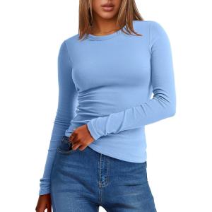 imageANRABESS Womens Long Sleeve Thermal Shirts Slim Fit Basic Tee Tops Warm Fleece Undershirts 2025 Fall Winter Layer OutfitsSky Blue