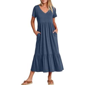 imageANRABESS Womens Summer Casual Short Sleeve T Shirts Maxi Dress Flowy V Neck Tiered Beach Vacation Sundress 2025 OutfitsBlue