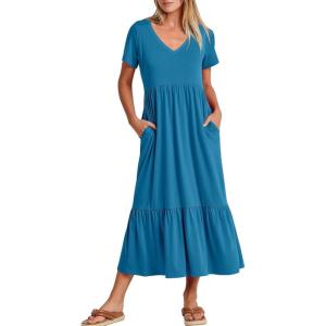 imageANRABESS Womens Summer Casual Short Sleeve T Shirts Maxi Dress Flowy V Neck Tiered Beach Vacation Sundress 2025 OutfitsSky Blue