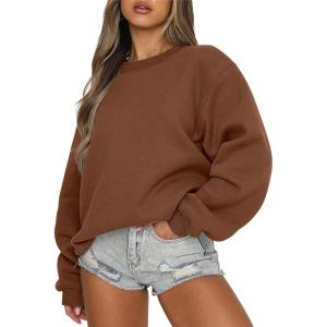 imageANRABESS Womens Sweatshirts Crewneck Fleece Oversized Pullover Sweaters Fall Winter Cute Tops Teen Girls Preppy Clothes 2025Coffee