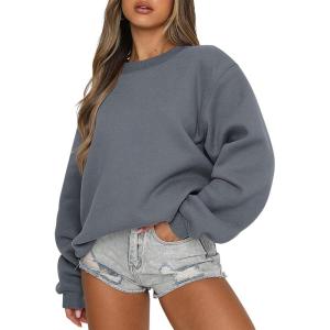 imageANRABESS Womens Sweatshirts Crewneck Fleece Oversized Pullover Sweaters Fall Winter Cute Tops Teen Girls Preppy Clothes 2025Deep Gray