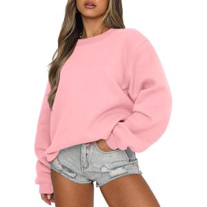 imageANRABESS Womens Sweatshirts Crewneck Fleece Oversized Pullover Sweaters Fall Winter Cute Tops Teen Girls Preppy Clothes 2025Pink