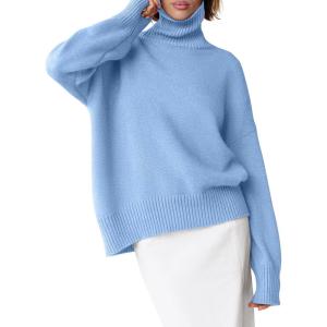 imageANRABESS Womens Turtleneck Sweaters Oversized Chunky Long Sleeve Knit High Low Hem Pullover Top 2025 Fall Winter FashionSky