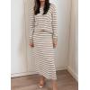 imageANRABESS 2 Piece Skirts Sets For Women Fall Fashion 2025 Striped Sweater Midi Dress Knit Lounge Travel Outfits Winter ClothesAlmond White