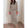 imageANRABESS 2 Piece Skirts Sets For Women Fall Fashion 2025 Striped Sweater Midi Dress Knit Lounge Travel Outfits Winter ClothesBeige Black Red