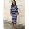 imageANRABESS 2 Piece Skirts Sets For Women Fall Fashion 2025 Striped Sweater Midi Dress Knit Lounge Travel Outfits Winter ClothesBlue White
