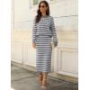 imageANRABESS 2 Piece Skirts Sets For Women Fall Fashion 2025 Striped Sweater Midi Dress Knit Lounge Travel Outfits Winter ClothesGrey White