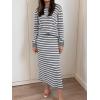 imageANRABESS 2 Piece Skirts Sets For Women Fall Fashion 2025 Striped Sweater Midi Dress Knit Lounge Travel Outfits Winter ClothesGrey White