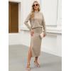 imageANRABESS 2 Piece Skirts Sets For Women Fall Fashion 2025 Striped Sweater Midi Dress Knit Lounge Travel Outfits Winter ClothesKhaki