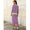 imageANRABESS 2 Piece Skirts Sets For Women Fall Fashion 2025 Striped Sweater Midi Dress Knit Lounge Travel Outfits Winter ClothesPink Green