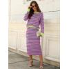 imageANRABESS 2 Piece Skirts Sets For Women Fall Fashion 2025 Striped Sweater Midi Dress Knit Lounge Travel Outfits Winter ClothesPink Green