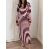 imageANRABESS 2 Piece Skirts Sets For Women Fall Fashion 2025 Striped Sweater Midi Dress Knit Lounge Travel Outfits Winter ClothesRed White