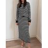 imageANRABESS 2 Piece Skirts Sets For Women Fall Fashion 2025 Striped Sweater Midi Dress Knit Lounge Travel Outfits Winter ClothesWhite Black