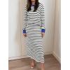 imageANRABESS 2 Piece Skirts Sets For Women Fall Fashion 2025 Striped Sweater Midi Dress Knit Lounge Travel Outfits Winter ClothesWhite Black Blue