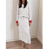 imageANRABESS 2 Piece Skirts Sets For Women Fall Fashion 2025 Striped Sweater Midi Dress Knit Lounge Travel Outfits Winter ClothesWhite Grey Red