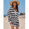 imageANRABESS Beach Cover Ups for Women Crochet Swimsuit Bathing Suit Swimwear Bikini Mesh Knit Dress 2025 Summer Vacation OutfitsBlack White Stripe