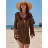 imageANRABESS Beach Cover Ups for Women Crochet Swimsuit Bathing Suit Swimwear Bikini Mesh Knit Dress 2025 Summer Vacation OutfitsBrown