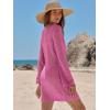 imageANRABESS Beach Cover Ups for Women Crochet Swimsuit Bathing Suit Swimwear Bikini Mesh Knit Dress 2025 Summer Vacation OutfitsHot Pink