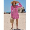 imageANRABESS Beach Cover Ups for Women Crochet Swimsuit Bathing Suit Swimwear Bikini Mesh Knit Dress 2025 Summer Vacation OutfitsHot Pink