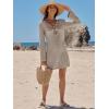 imageANRABESS Beach Cover Ups for Women Crochet Swimsuit Bathing Suit Swimwear Bikini Mesh Knit Dress 2025 Summer Vacation OutfitsKhaki