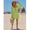imageANRABESS Beach Cover Ups for Women Crochet Swimsuit Bathing Suit Swimwear Bikini Mesh Knit Dress 2025 Summer Vacation OutfitsNeon Green