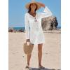 imageANRABESS Beach Cover Ups for Women Crochet Swimsuit Bathing Suit Swimwear Bikini Mesh Knit Dress 2025 Summer Vacation OutfitsOffwhite