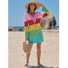 imageANRABESS Beach Cover Ups for Women Crochet Swimsuit Bathing Suit Swimwear Bikini Mesh Knit Dress 2025 Summer Vacation OutfitsRainbow Stripe