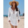 imageANRABESS Beach Cover Ups for Women Crochet Swimsuit Bathing Suit Swimwear Bikini Mesh Knit Dress 2025 Summer Vacation OutfitsWhite