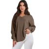 imageANRABESS Oversized Long Sleeve Shirts for Women Off the Shoulder Sweatshirt Loose V Neck Tunic Tops High Low Sweater 2025Brown