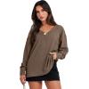 imageANRABESS Oversized Long Sleeve Shirts for Women Off the Shoulder Sweatshirt Loose V Neck Tunic Tops High Low Sweater 2025Brown