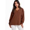 imageANRABESS Oversized Long Sleeve Shirts for Women Off the Shoulder Sweatshirt Loose V Neck Tunic Tops High Low Sweater 2025Caramel