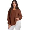 imageANRABESS Oversized Long Sleeve Shirts for Women Off the Shoulder Sweatshirt Loose V Neck Tunic Tops High Low Sweater 2025Caramel