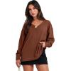 imageANRABESS Oversized Long Sleeve Shirts for Women Off the Shoulder Sweatshirt Loose V Neck Tunic Tops High Low Sweater 2025Caramel