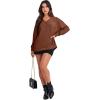 imageANRABESS Oversized Long Sleeve Shirts for Women Off the Shoulder Sweatshirt Loose V Neck Tunic Tops High Low Sweater 2025Caramel