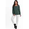 imageANRABESS Oversized Long Sleeve Shirts for Women Off the Shoulder Sweatshirt Loose V Neck Tunic Tops High Low Sweater 2025Dark Green