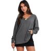 imageANRABESS Oversized Long Sleeve Shirts for Women Off the Shoulder Sweatshirt Loose V Neck Tunic Tops High Low Sweater 2025Dark Grey