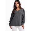imageANRABESS Oversized Long Sleeve Shirts for Women Off the Shoulder Sweatshirt Loose V Neck Tunic Tops High Low Sweater 2025Dark Grey