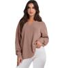 imageANRABESS Oversized Long Sleeve Shirts for Women Off the Shoulder Sweatshirt Loose V Neck Tunic Tops High Low Sweater 2025Deep Apricot